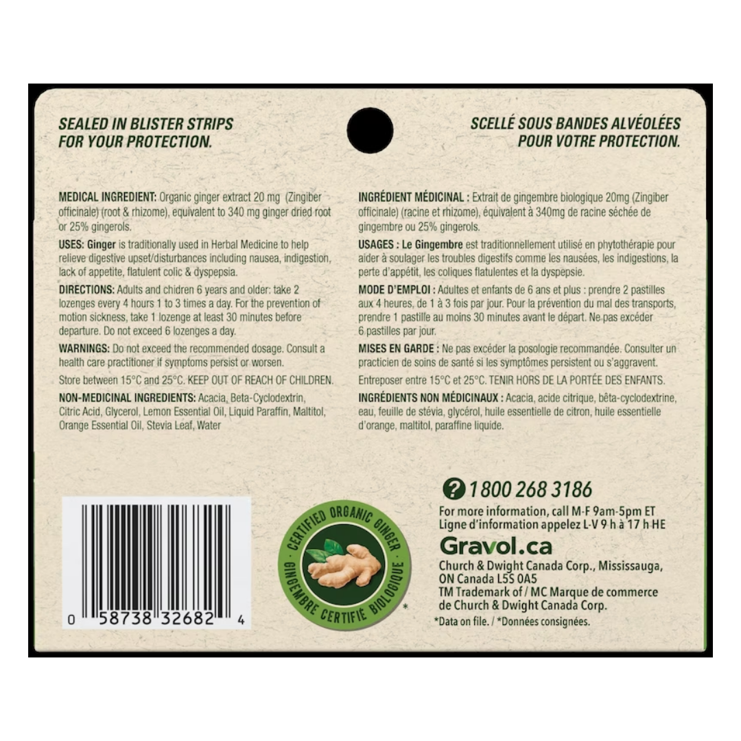 Gravol Ginger Natural Source Lozenges